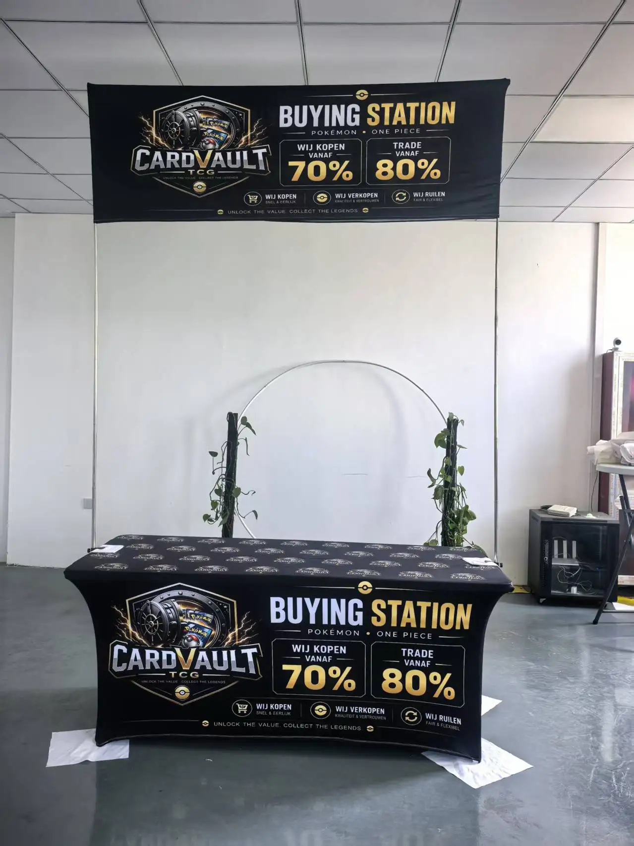 Custom Tabletop Banner Display for Exhibitions, Vendor Booth Background Sign, Convention Table Banner Stand 6ft 8ft