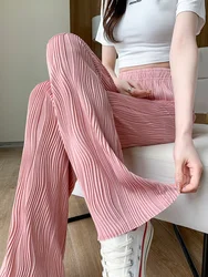 Pantalon d'été droit et ample pour femme, taille haute, survêtement décontracté, couleur unie, Y2K, mode coréenne, Harajuku CI CHENG