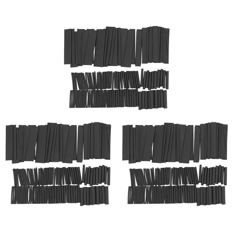 AS94-381Pcs Black Heat Shrink Sleeving Tubing Tube Assortment Kit