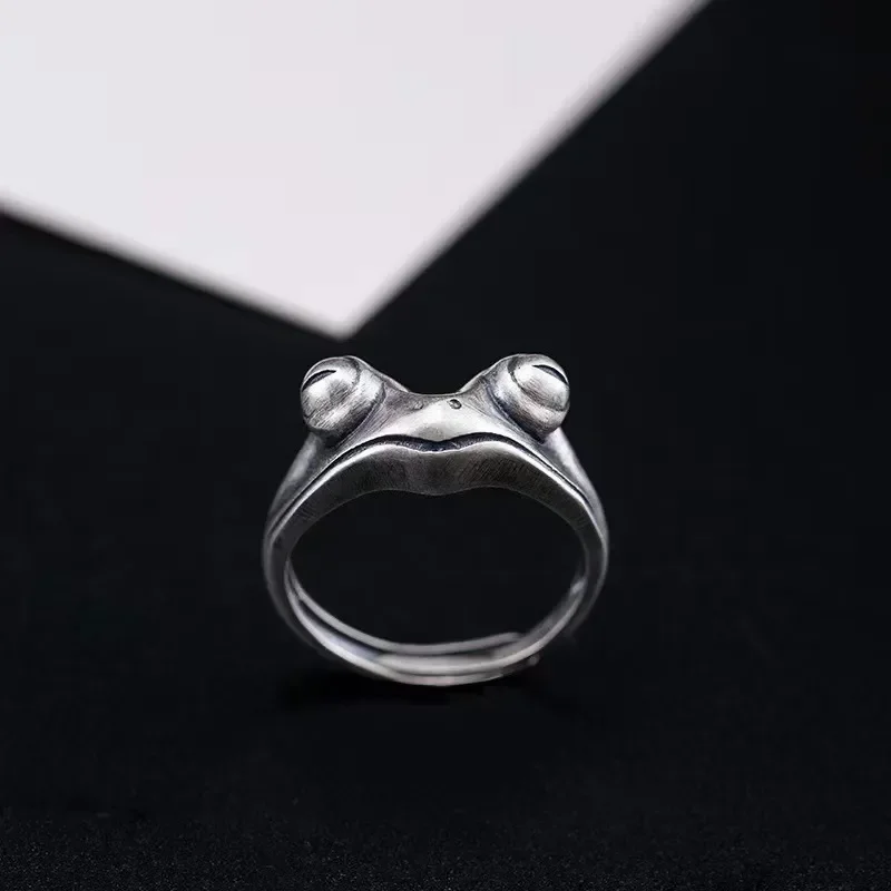 Eyes Closed Frog Ring Men Hip Hop Style Open Adjustable Ring European American Cross Border Fashion Personality Frog Prince