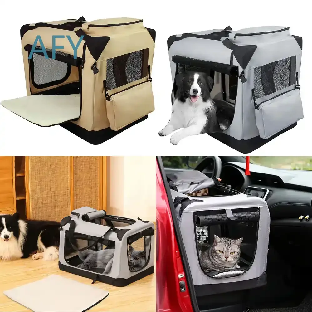 Pet Car Bag for Dogs and Cats Portable Folding Dog Cage Medium Large Capacity Cat Carrier for Two Cats Travel Pet Bag for SUV