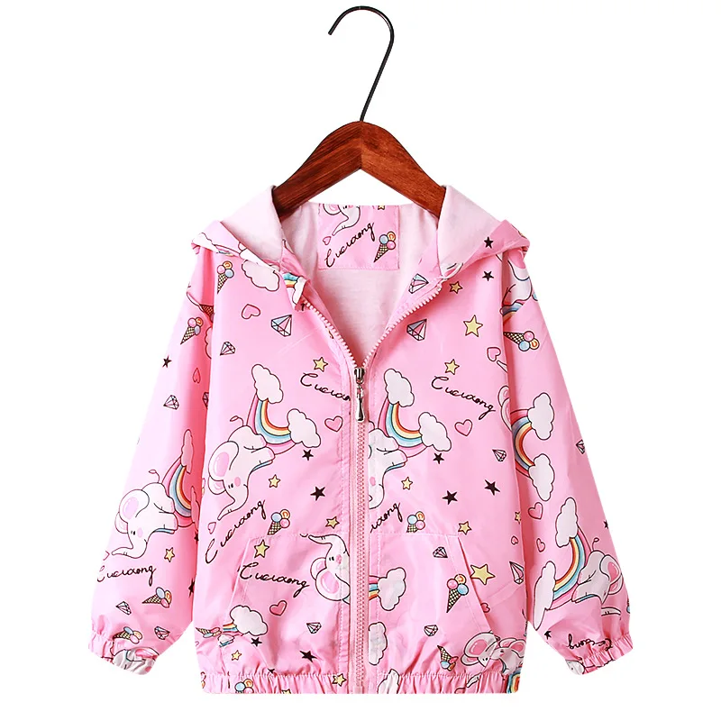 Little maven 2024 Baby Girls Jacket Coat Spring and Autumn Lovely Cartoon Animal Hoodie Outwear Fashion for Kids 2-7 year