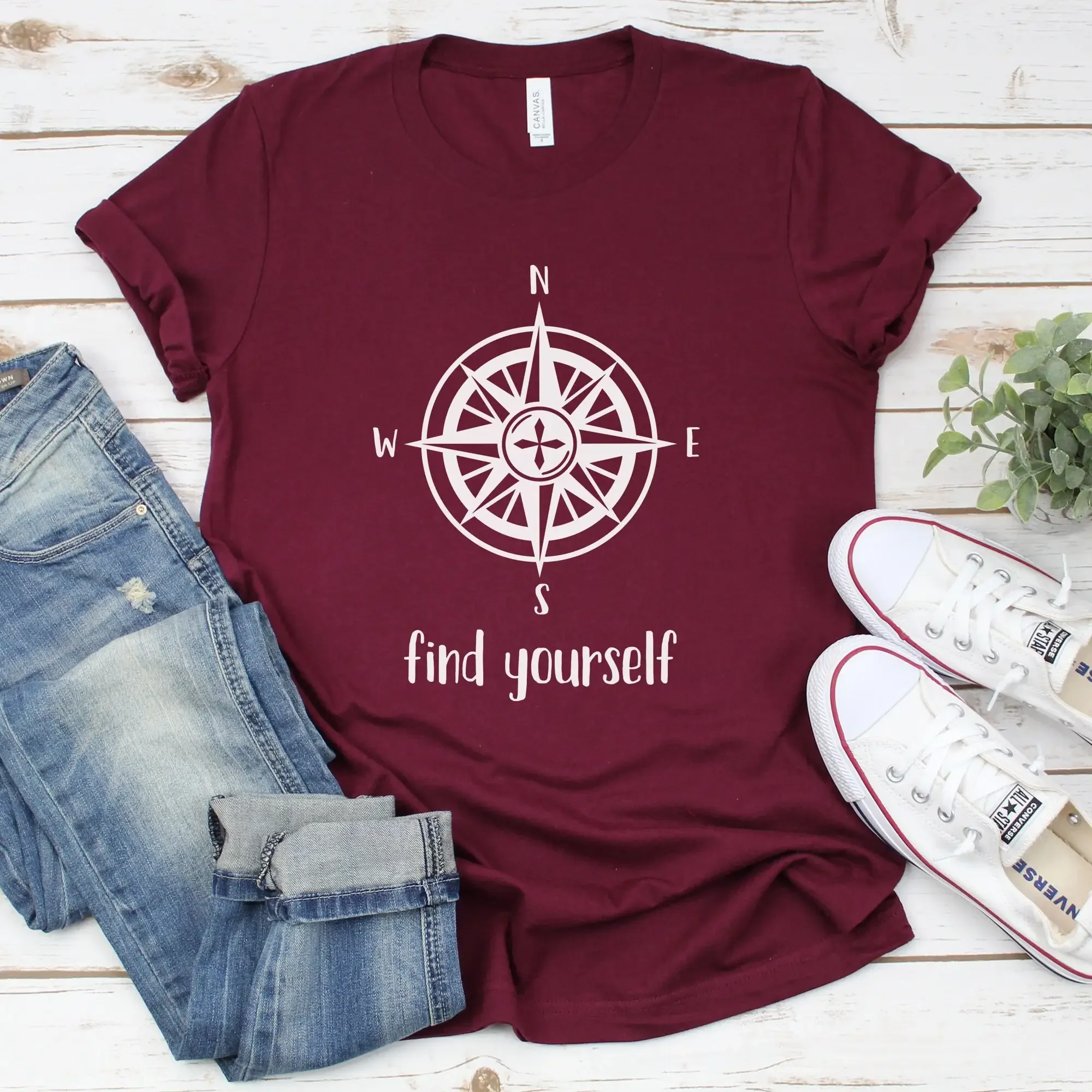 Compass Shirt Find Yourself T Self Love Tee Positive Vibes Be Adventure Travel Gift For Her Go Hiking