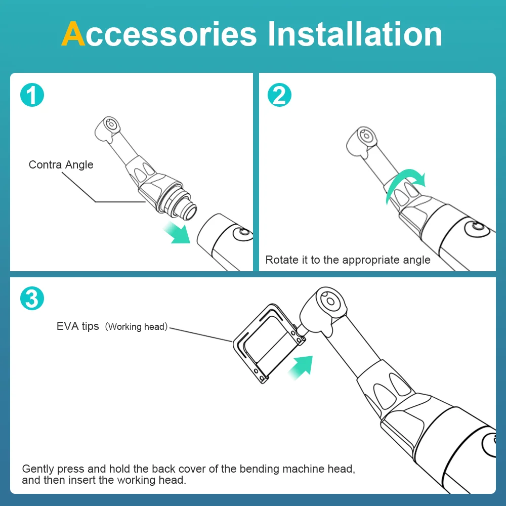 電気矯正ハンドピース IPR システムモーター垂直往復コントラアングル缶 360 °   回転EVAチップ EVA-MT7