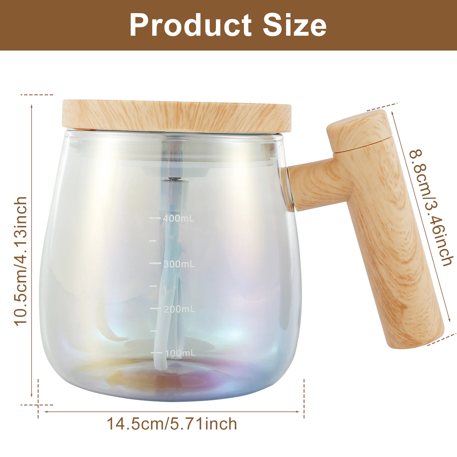1 Pc Self Stirring Mug with Measurement Glass Self Mixing Mug 400ML Selfs Mixing Cups Battery Powered Selfs Stirring Coffee Mugs