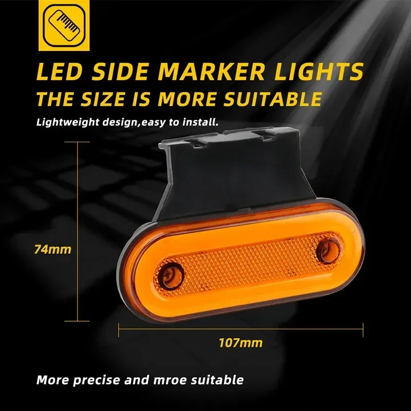 1Pcs Universal 24V LED Side Lights for Trucks Marker Lamp Front Rear Clearance Indicator for Trailer Van Bus Camper Caravan