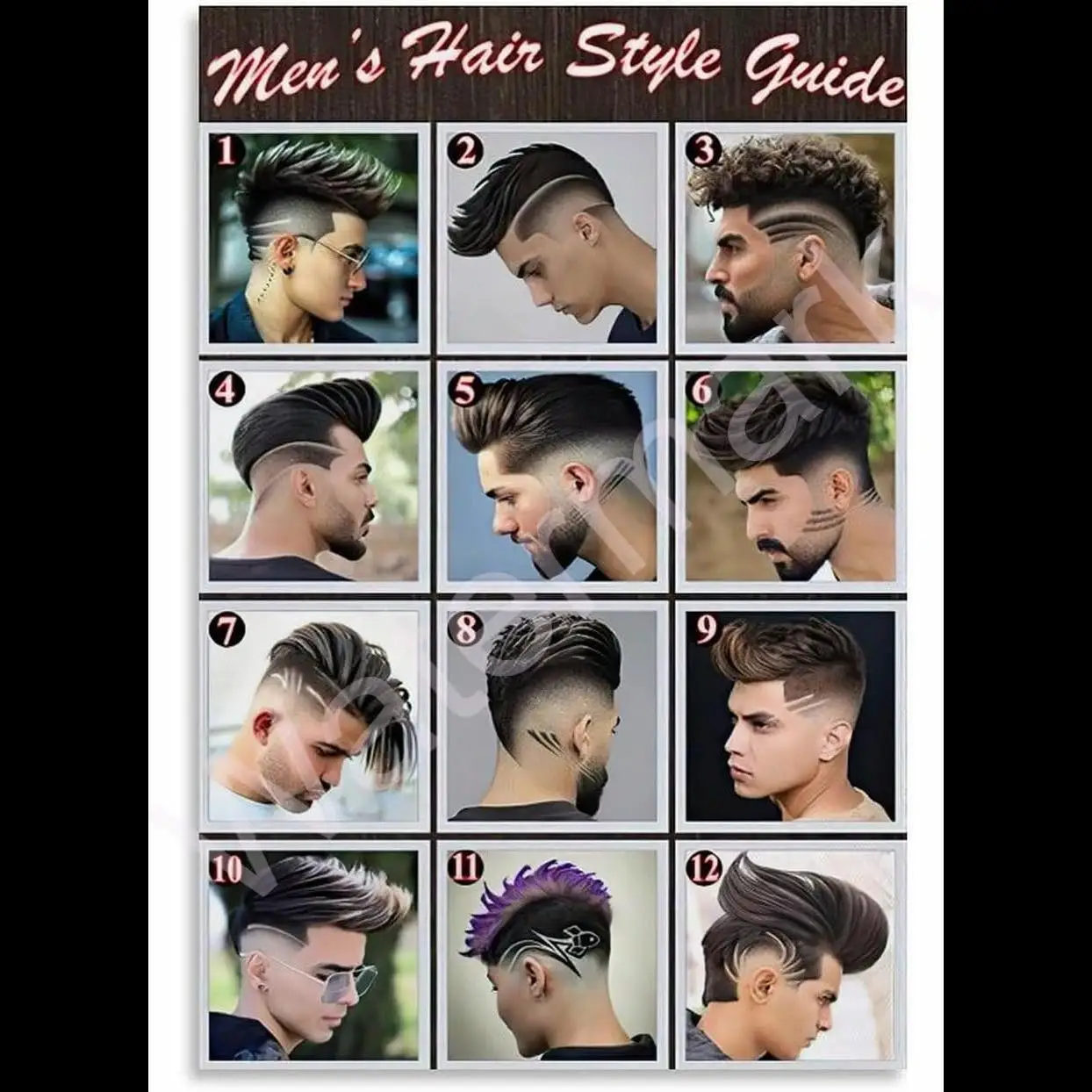 Barbershop Hairstyle Guide Canvas Poster  Mens Haircut Wall Art for Living Room  Bedroom Decor  xinch xcm Unframed