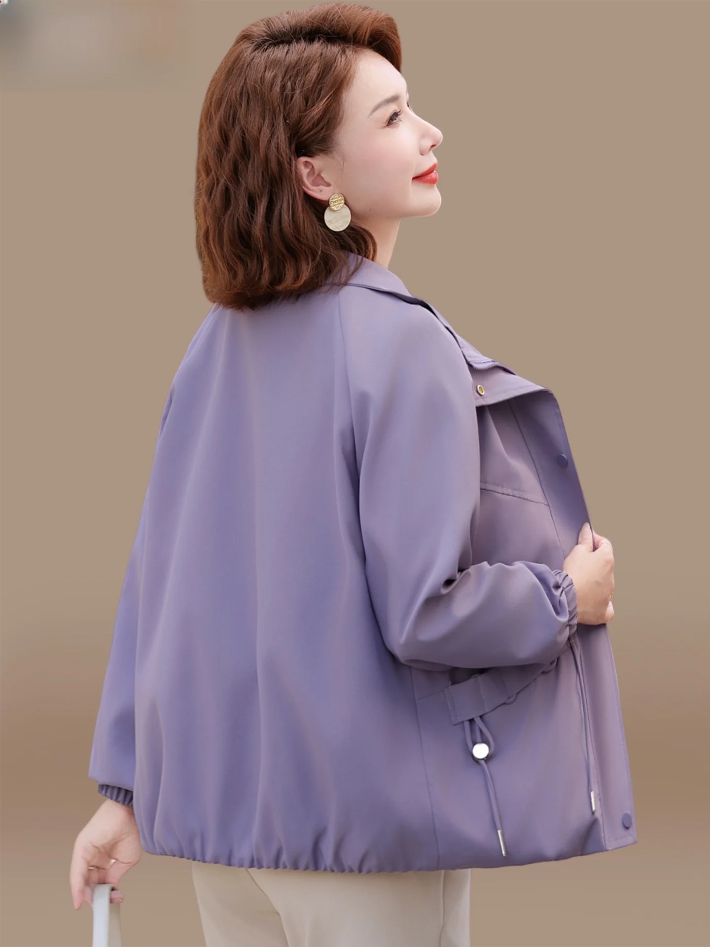 

Весенне-осенний кардиган на молнии в корейском стиле для женщин среднего и старшего возраста, большие размеры