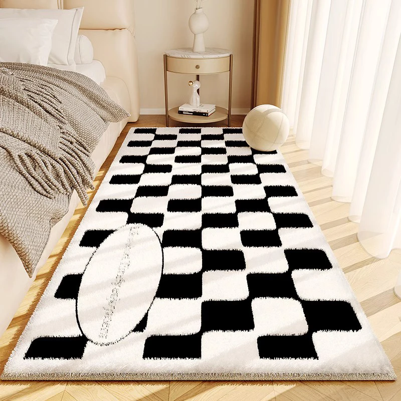 Minimalist Bedroom Plush Carpet Soft Fluffy Washable Floor Mat_voghion.com