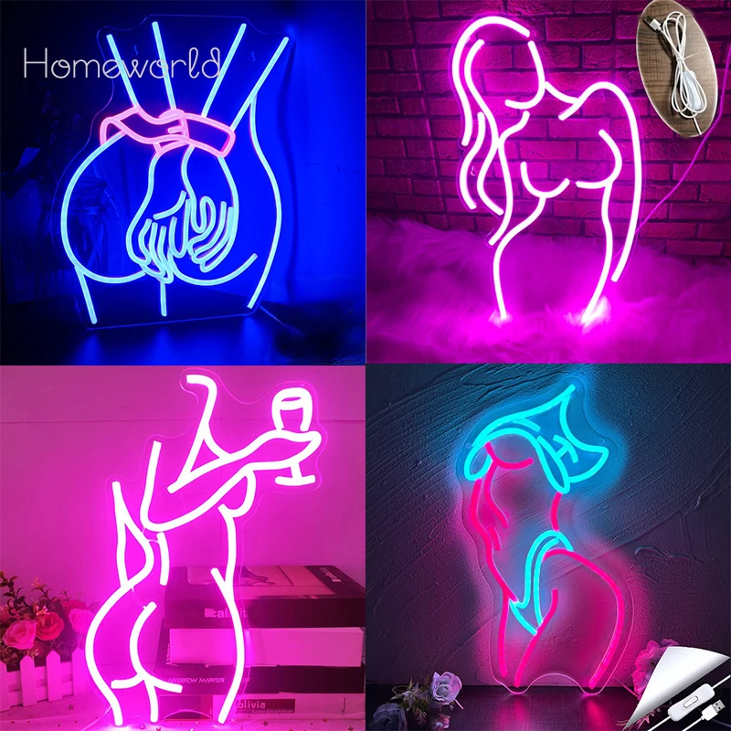 Insegne al neon da donna sexy Corpo donna Luce a led Decorazione della stanza Decorazione da parete Luce al neon per Bar Night Club Decorazioni per feste Luce acrilica USB
