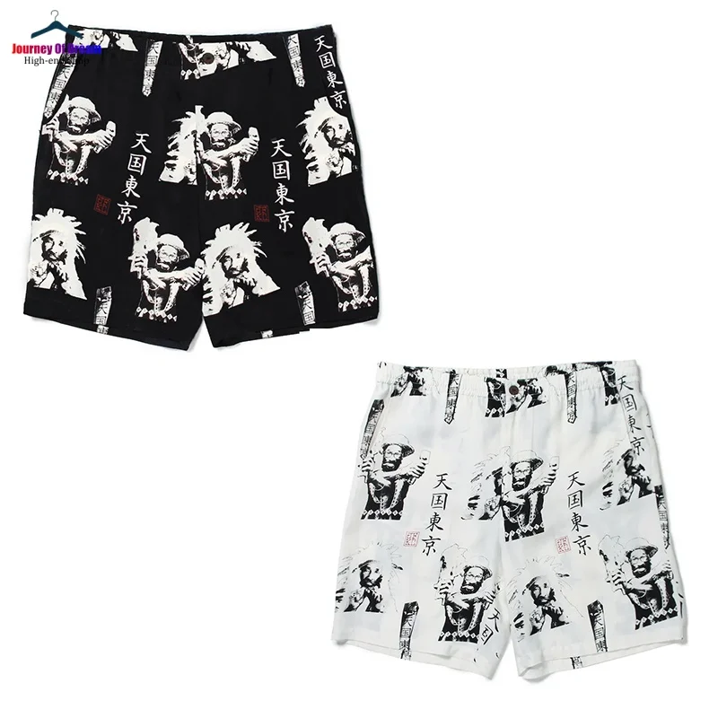 

High Quality Mens Womens Black White Summer Beach Casual WACKO MARIA Heavenly Tokyo Full Print Casual Hawaii Shorts