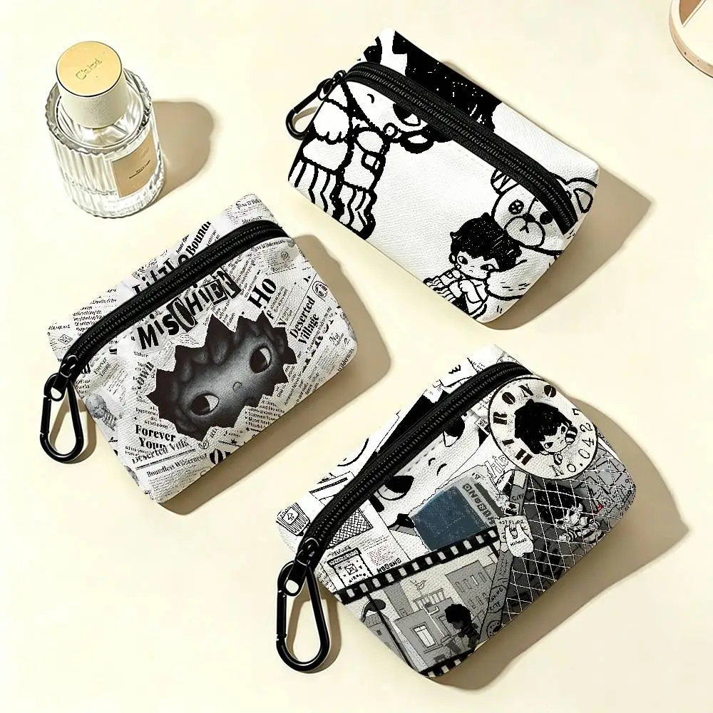 H-Hirono Wear-resistant Oxford Cloth Coin Purse Portable Backpack Hanging Card Storage Bag