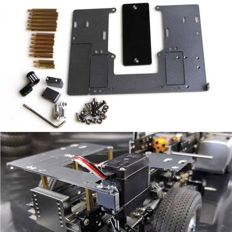 Metal Second Floor Vertical Servo Structure Upgrade for 1/14 Tamiya RC Dump Truck SCANIA 770S VOLVO BENZ MAN TGX Car Accessories