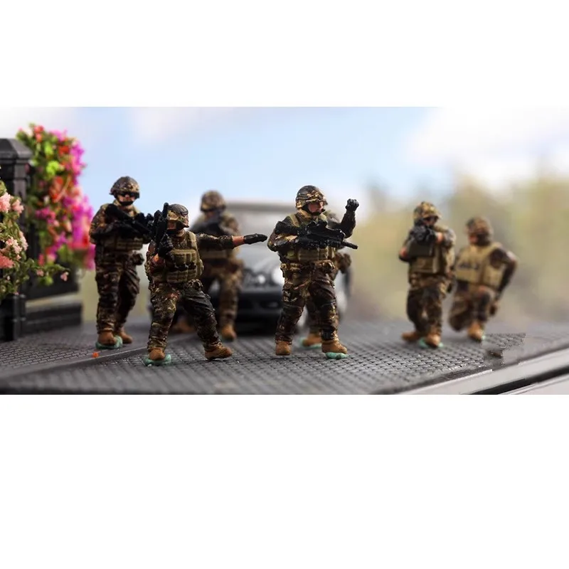 Escala 1/72 7 peças, soldados do exército francês moderno, modelo de figuras de ação, acessório de cena diy, coleção de brinquedos, bonecas, fãs de presente