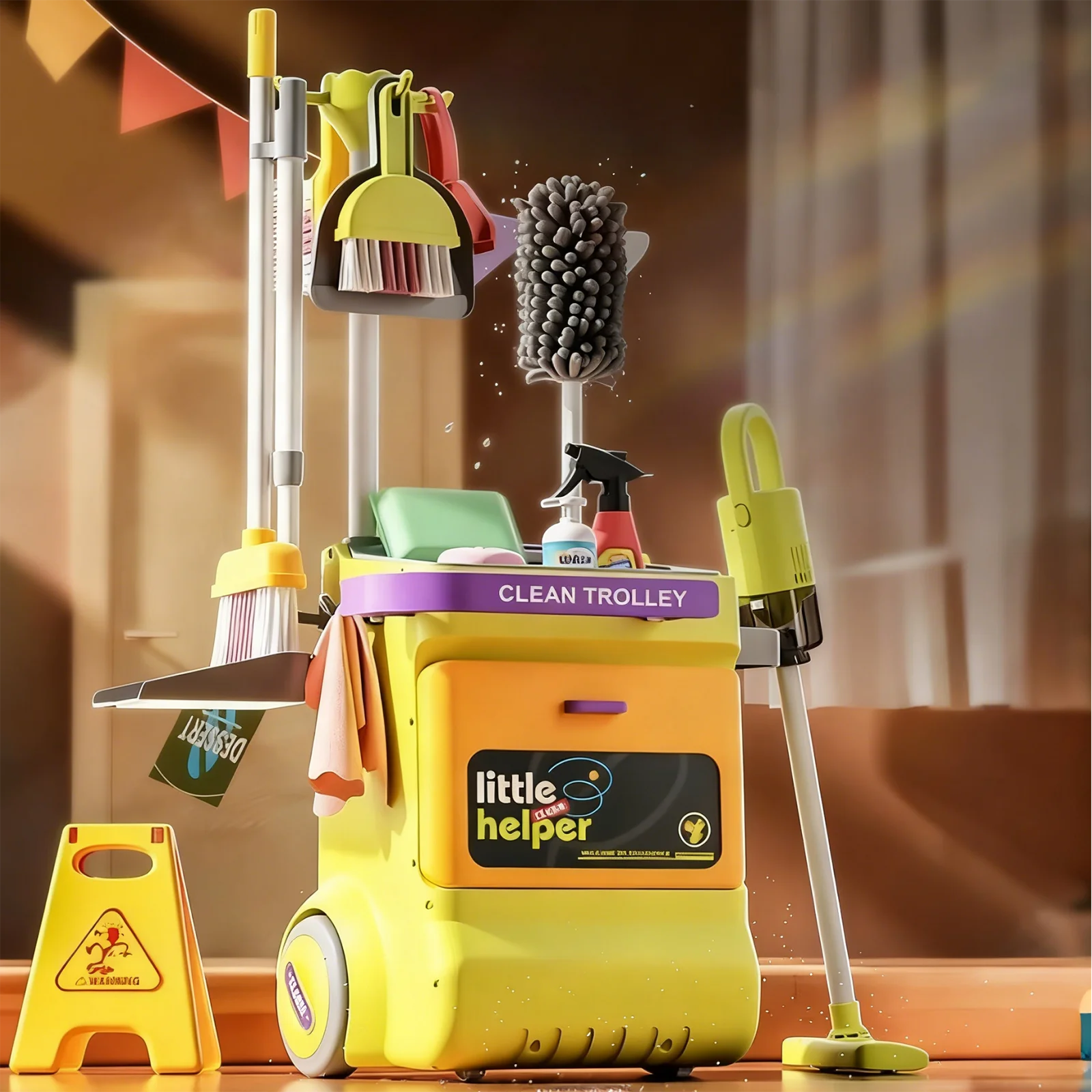 

Детский набор для чистки, съемная игрушка для чистки, ролевая игра, тележка для чистки с вакуумной метлой, распылитель, рождественские подарки для малышей