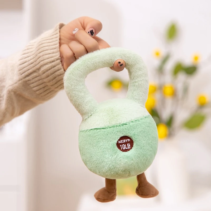 Cartoon Anime piękny czajnik dzwonek hantle pluszowa lalka kreatywny Fitness wypchane lalki dzieci ręcznie robione lalki plecak wisiorek prezenty