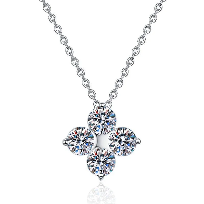 

ZFSILVER модное модное классическое серебро 925 пробы 2 карата муассанит ожерелье с цветком для очаровательных женских аксессуаров вечерние ювелирные изделия подарок HK0089