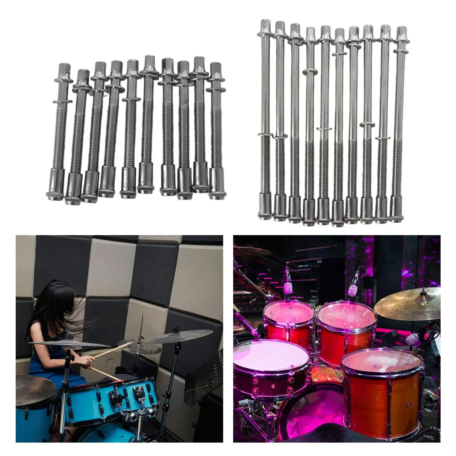 

10 штук металлических натяжных стержней для барабанов, винты для крепления барабанной установки, аксессуары для малого барабана и бас-барабана, DIY