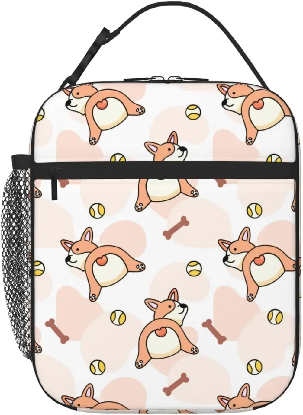 

Cute Corgi Puppy Portable Lunch Bag Insulated Lunch Box Reusable Totes For Women Men Work Picnic Camping