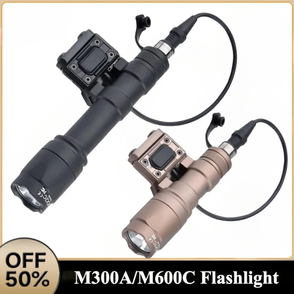 

M300A/M600C Tactical LED Flashlight Scout Lamp Mod Button Pressure Switch Fit 20MM Rail OutdoorHunting Weapon Lamp