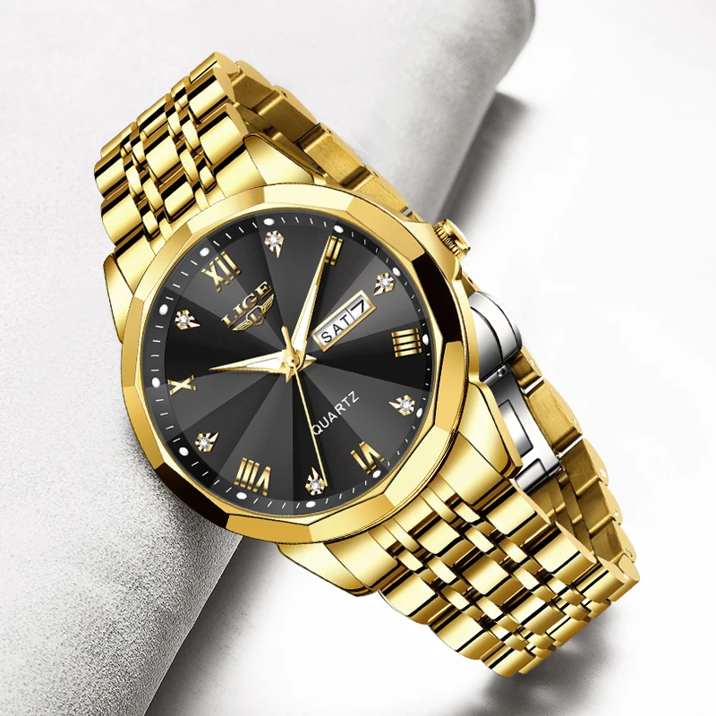 LIGE Woman\'s WatchesTop Brand Luxury Stainless Steel Ladies Quartz Wrist Watch Waterproof Casual Dress Women Clock Reloj Mujer