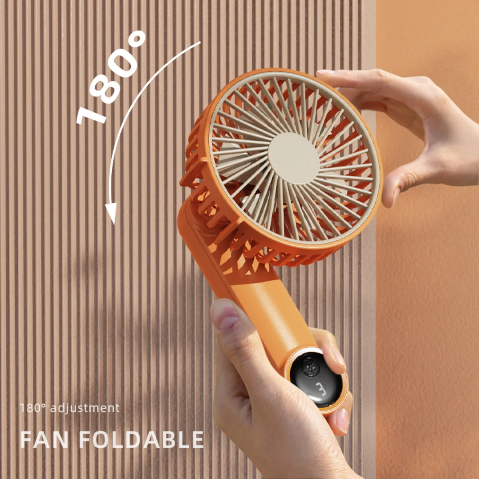 3-Speed LCD Display Desktop Fan, 180° Adjustable Handheld USB Fan, Foldable Mini Cooling Fan for Travel/Camping/Home