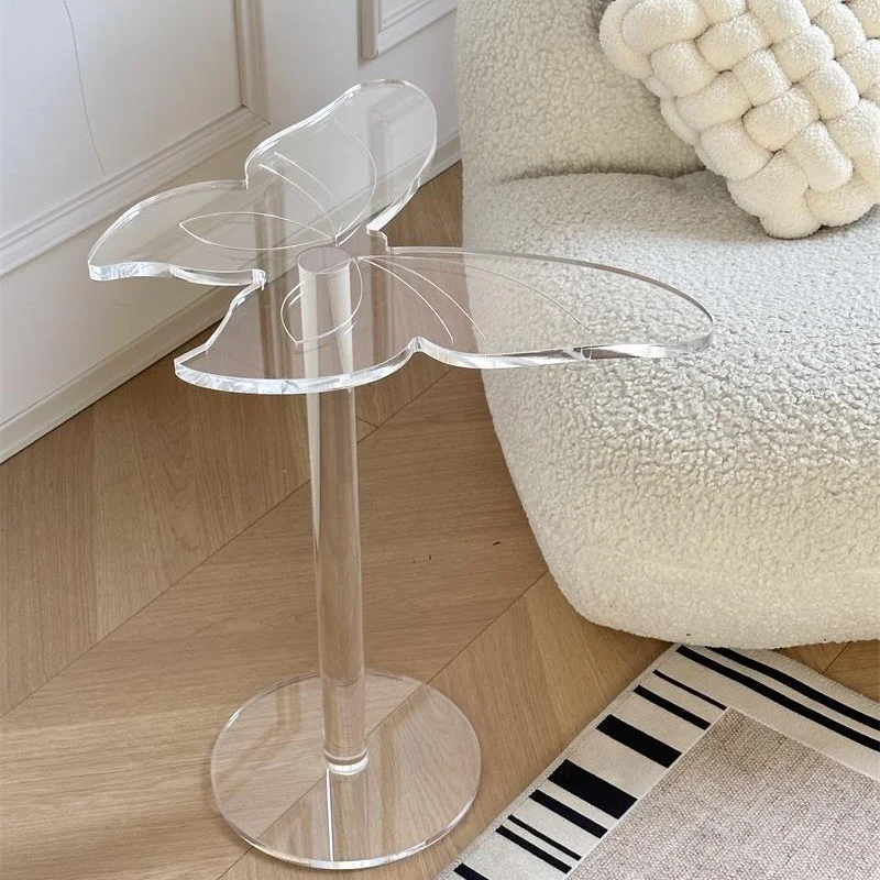 CL Acrylic Butterfly Coffee Table Small Apartment Sofa Side Table Transparent Floating Small Round  Internet Corner