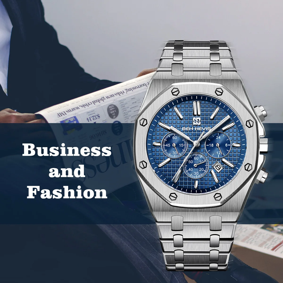 

43mm Men Case Luxury Watch Men Wristwatch Install Quartz Movement Stainless Steel Strap Diving Men Wristwatch