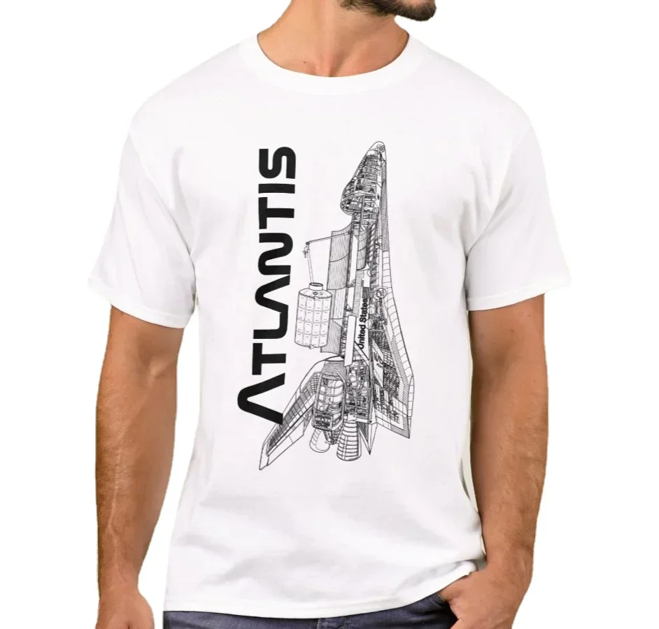 The Last Mission. Shuttle Atlantis Technical Illustration T-Shirt. Summer Cotton Short Sleeve O-Neck Mens T Shirt New S-3XL