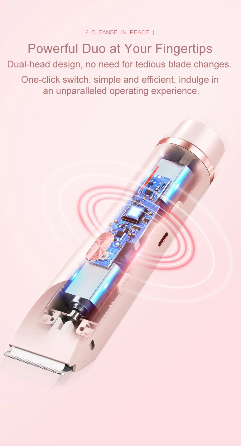 2-in-1-Elektrorasierer für Damen, Bikini-Trimmer, Gesichtsrasierer, Haarentfernung für Achselhöhlen, Beine, Damen-Körpertrimmer, wasserdicht, schmerzlos – Detail 8