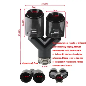 63mm 汽車碳纖維排氣尾管 Y 型雙出口排氣管消音器通用排氣尾管汽車改裝配件 12 最佳銷售 f30排氣 - №10