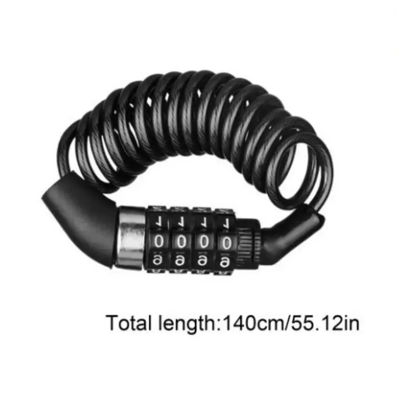 1PC Portable Anti-Theft Bike Cable Lock With 4-Digit Password Combination For Mountain Electric Bikes Helmet Secure Accessory