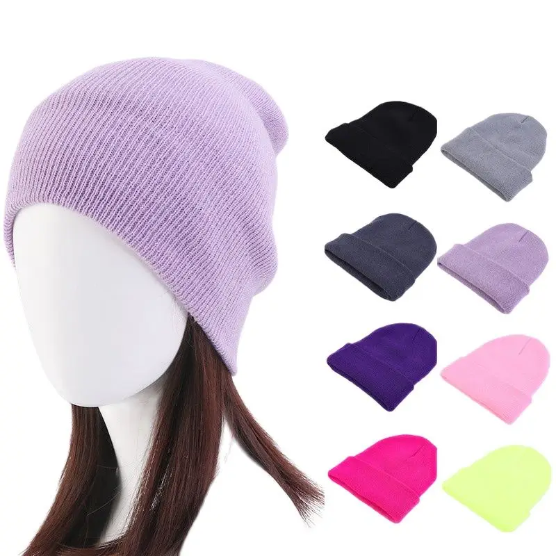 

Solid Unisex Winter Autumn Skullies & Beanies Knitting Bonnets
