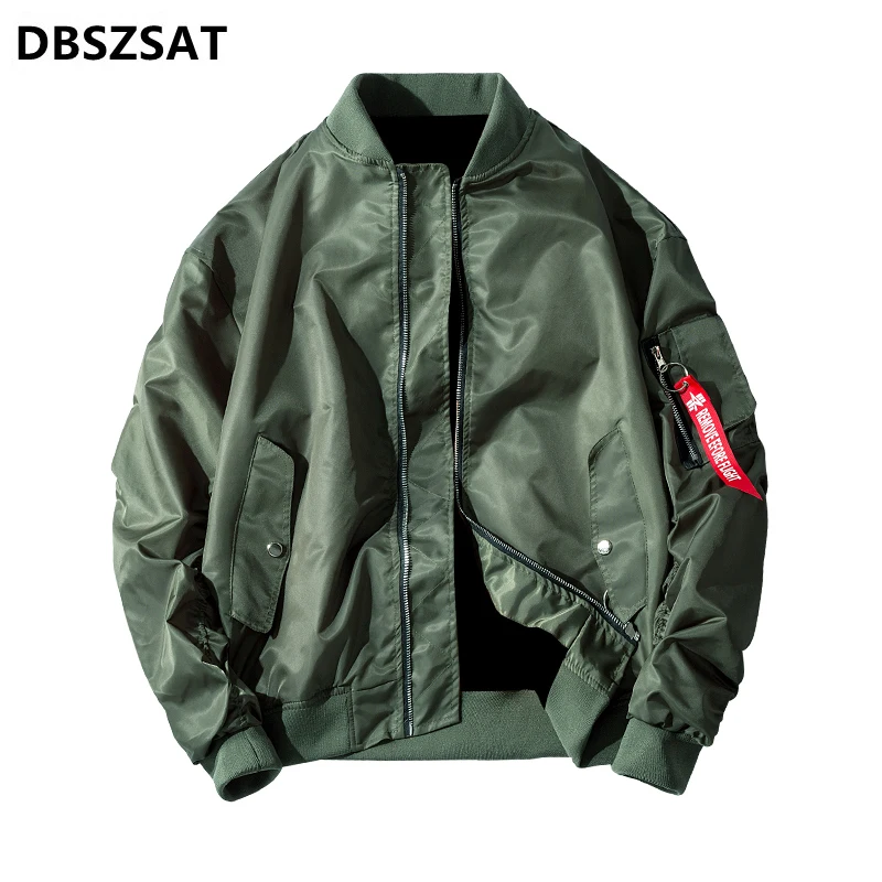 Spring Autumn Pilot Jacket Men Solid Color Baseball Flight Coat Male Military Bomber Varsity Jacket Large Size M-4XL Outerwear