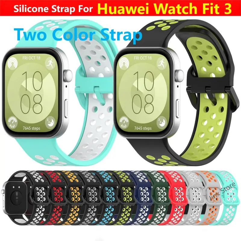 Cinturino bicolore per Huawei Watch Fit 3 Smart Watch cinturino traspirante Solicone bicolore cinturino Fit3 accessori da polso