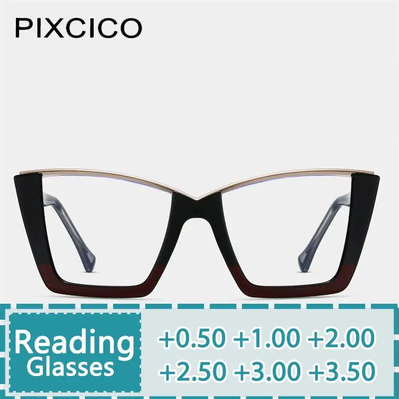 R57014 Fashion Half-Frame Reading Glasses Women Popular Spring Hinge Optical Presbyopic Eyeglass Square Transparent Spectacle