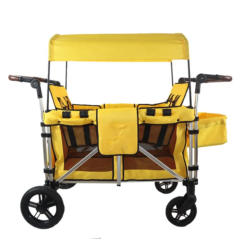 

Hot Selling Style Double Handle Baby Stroller Foldable Large Space Four Seat Breathable Baby Wagon