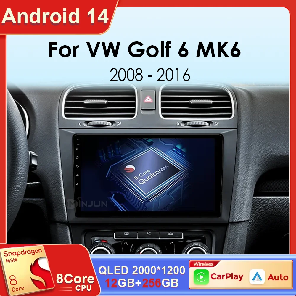 

Android 14 For Volkswagen VW Golf 6 2008 - 2016 Qualcomm Car Radio Carplay Auto Multimedia Stereo Video Player GPS Navigation