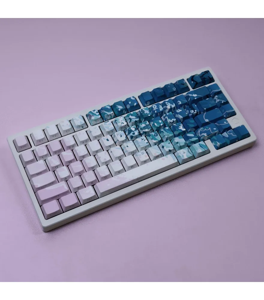 Keycap Korean Russian European small language side light transmission pink beach double engraved Pbt original full set