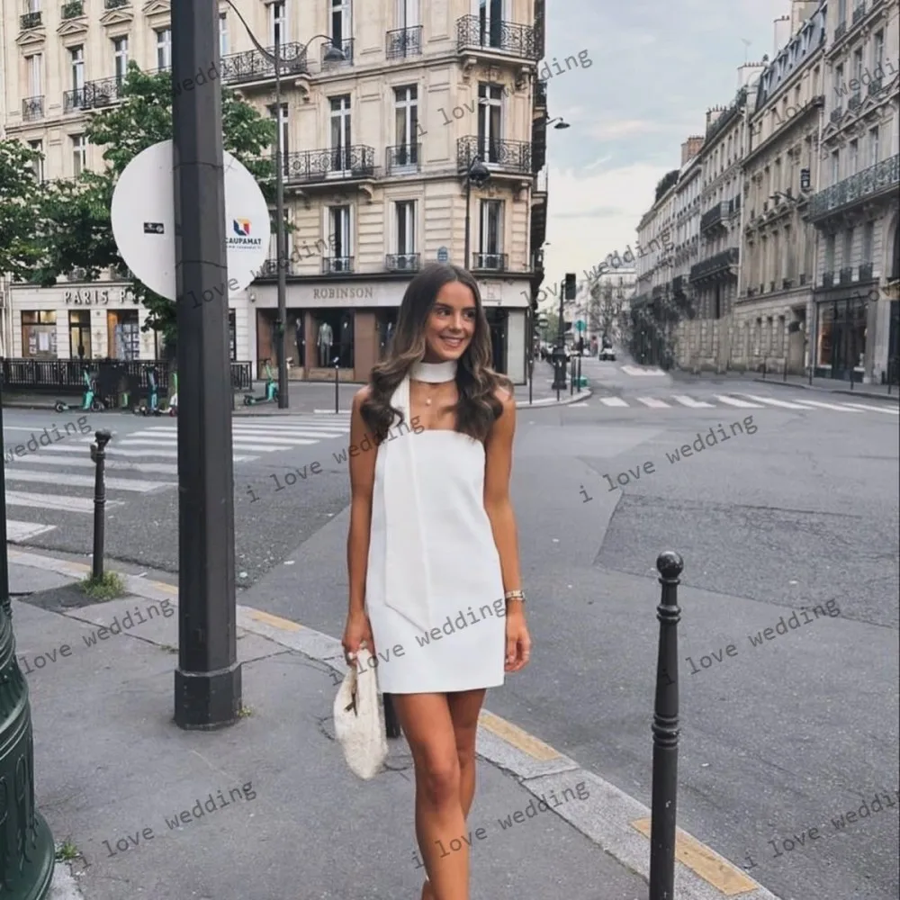 Cocktailkleider 2025, weißes, elegantes Hochzeitskleid für Frauen, Mini-Länge, trägerlos, Heimkehrkleider, ärmellos, individuell gestaltet