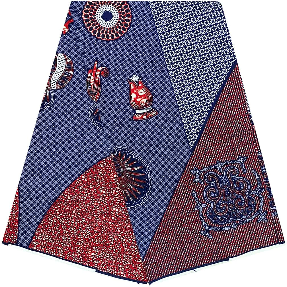 

Живая восковая ткань с африканским принтом, 100% хлопок с геометрическим узором для рукоделия одежды