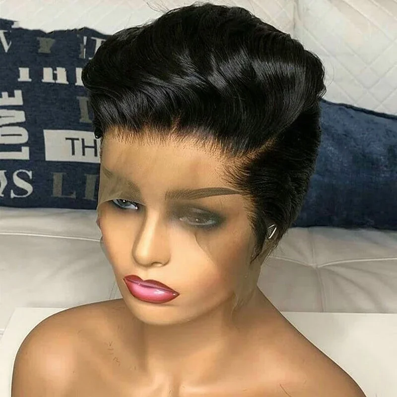 

Short Bob Pixie Cut Lace Front Human Hair Wigs Pre Plucked 100% Brazilian Virgin Hair