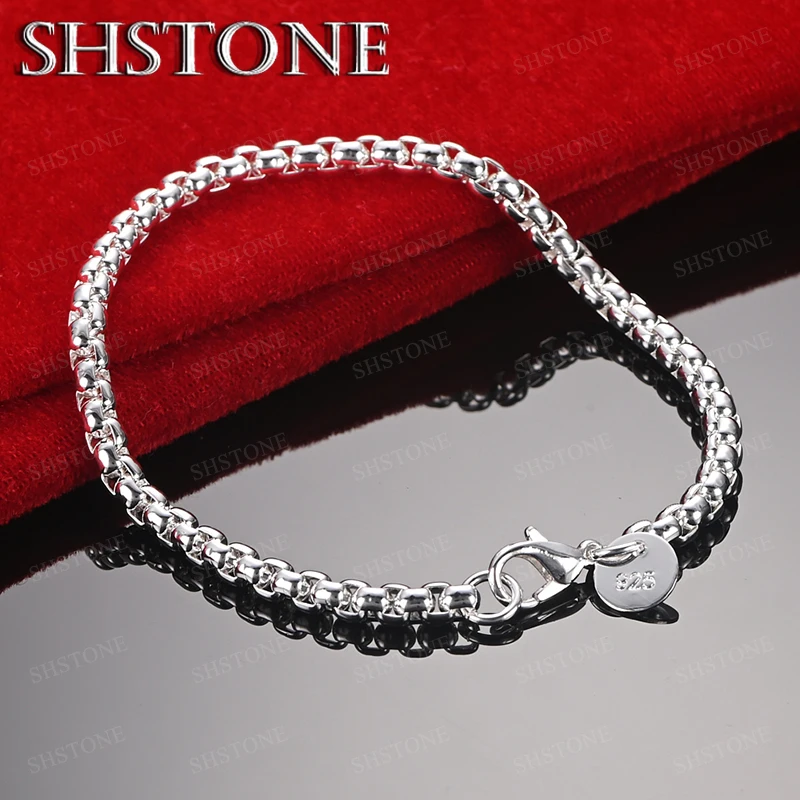 Popular 925 Sterling Silver Round Box Bracelet Men And Women Hand Chain Jewelry Accessories Wholesale Fashion Wedding Party Gift