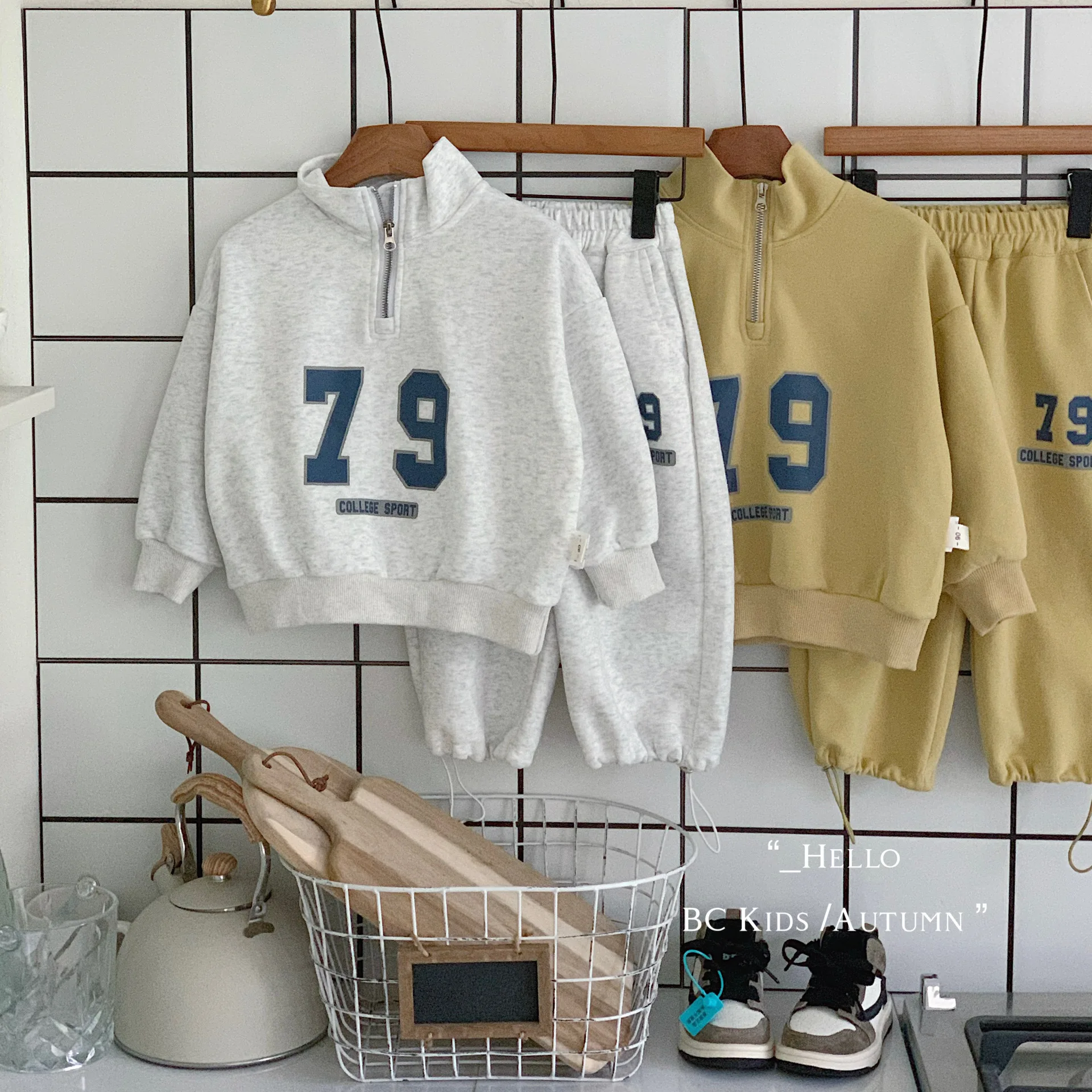 

Spring Autumn Kids baby sports suit Boys' Girls' digital casual turtleneck hoodie+casual pants two-piece set Children's sets