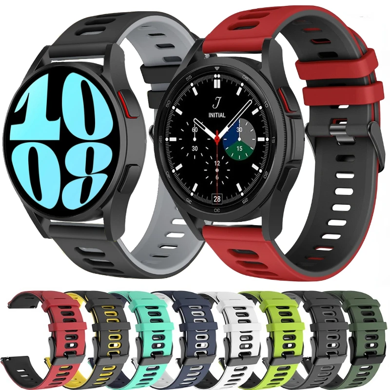 

22mm 20mm Silicone Strap for Samsung Galaxy Watch 4/6 Classic/Huawei Watch 3/4/GT2 Two-tone Bracelet for Amazfit GTR 3 47mm Band