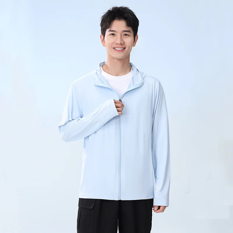 Men's High-end Thin Breathable Cool Ice Silk Sun-protective Clothing Outdoor Fishing Sun-protective Clothing Jackets for Men