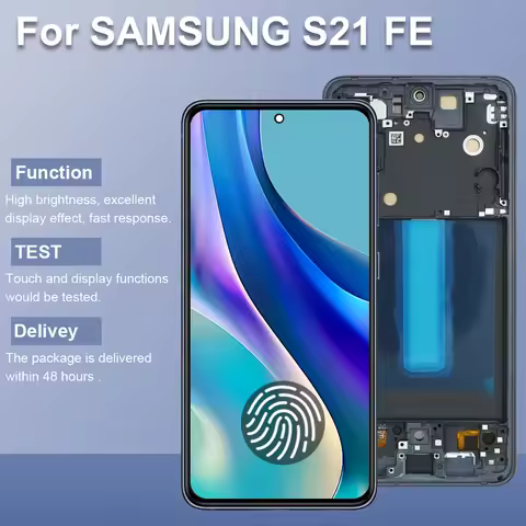 S21 FE Display Screen Assembly for Samsung Galaxy S21 FE 5G G990B G990B/DS LCD Display Touch Screen Digitizer with Frame Parts
