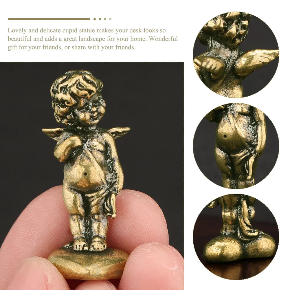 

Retro Vintage Brass Cupid Craft Home Office Decor Angel Ornament Exquisite Fine Workmanship Metal Adornment Copper