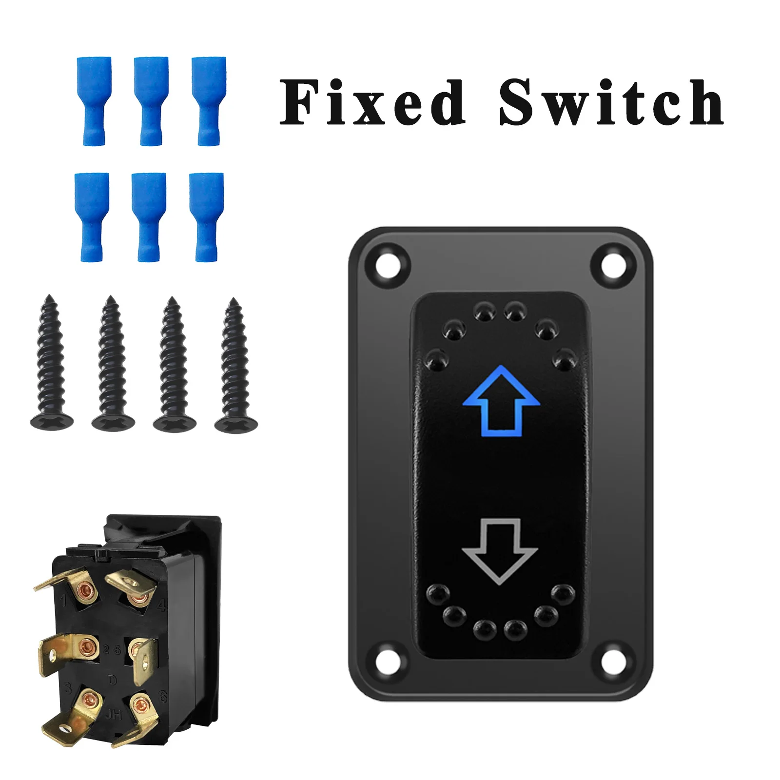 

12V Polarity Reversing Rocker Switch DPDT Fixed ON-OFF-ON Blue LED Arrows for Winch Linear Actuator Car Boat Truck ARB Carling