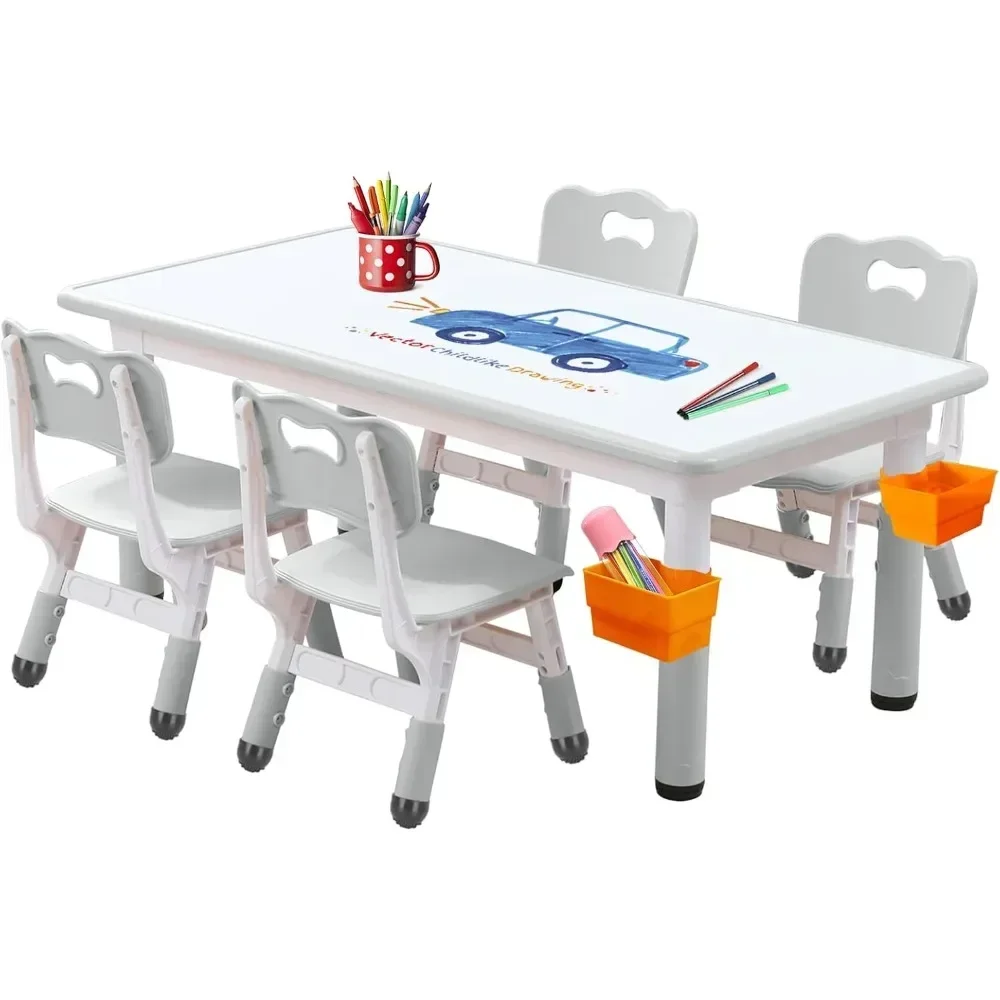 

Kids Table and Chair, Toddler Table and Chair Set, Adjustable Kids Table, Non-Slip Table Legs&Organizer, Graffiti Desktop